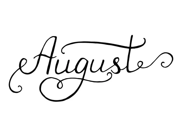 Tipografia desenhada à mão lettering frase agosto isolado — Vetor de Stock