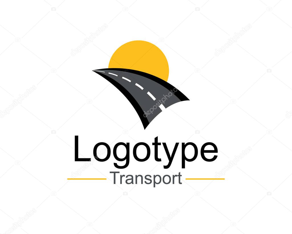 Logo Transport Template Design Vector illustration. Road illustration. Curved highway with markings.