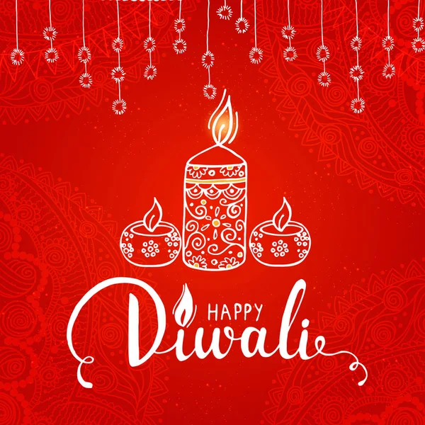 Elegant card design of traditional Indian festival Diwali. Beautiful greeting card for festival of diwali celebration. — Stock Vector
