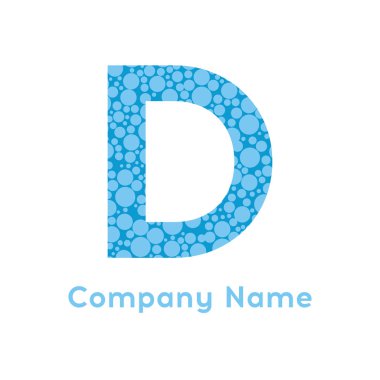 D harfi kabarcıklar vektör. Kabarcık mavi tasarlamak vektör.