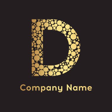 D harfi kabarcıklar vektör. Altın kabarcık tasarlamak vektör.