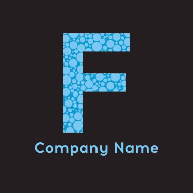 F harfi kabarcıklar vektör. Kabarcık mavi tasarlamak vektör.