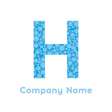 H harfi kabarcıklar vektör. Kabarcık mavi tasarlamak vektör.
