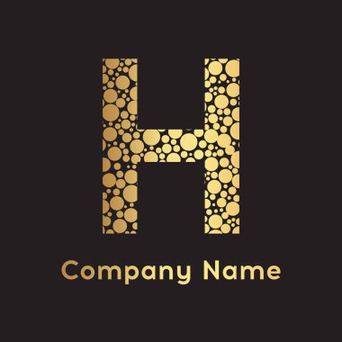 H harfi kabarcıklar vektör. Altın kabarcık tasarlamak vektör.