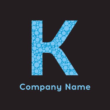 K harfi kabarcıklar vektör. Kabarcık mavi tasarlamak vektör.