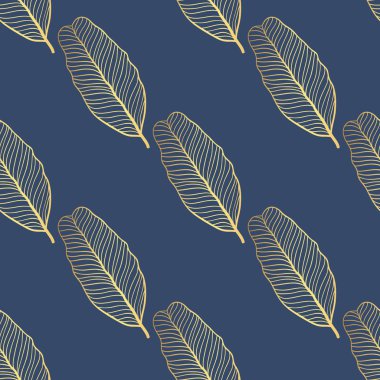 Sorunsuz vektör tropikal desen. Tropikal altın yaprakları, orman yaprakları.