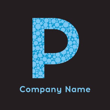 P harfi kabarcıklar vektör. Kabarcık mavi tasarlamak vektör.