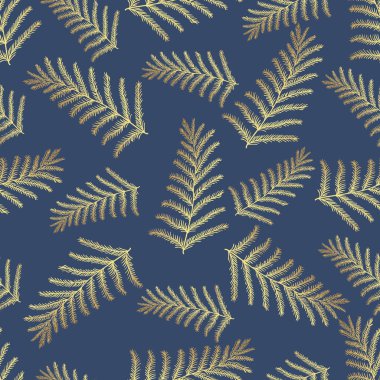 Sorunsuz vektör tropikal desen. Tropikal altın yaprakları, orman yaprakları.