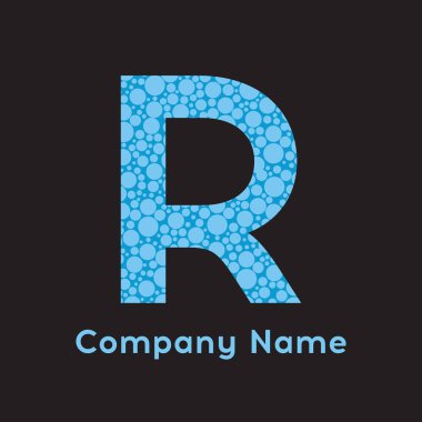 R harfi kabarcıklar vektör. Altın kabarcık tasarlamak vektör.