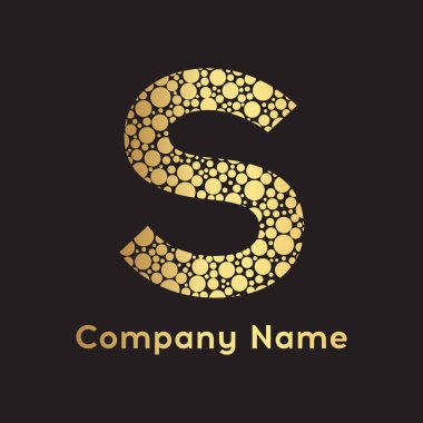 S harfi kabarcıklar vektör. Altın kabarcık tasarlamak vektör.