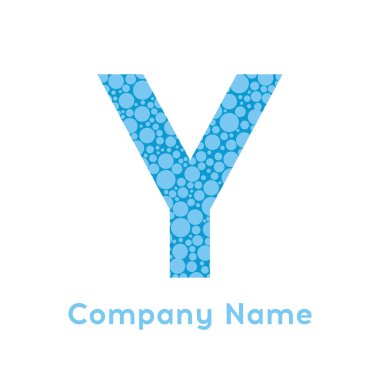 Mektup Y kabarcıklar vektör. Kabarcık mavi tasarlamak vektör.