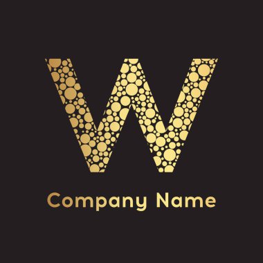 Harf W kabarcıklar vektör. Altın köpük tasarım. Vektör çizim.