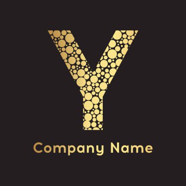 Mektup Y kabarcıklar vektör. Altın kabarcık tasarlamak vektör.