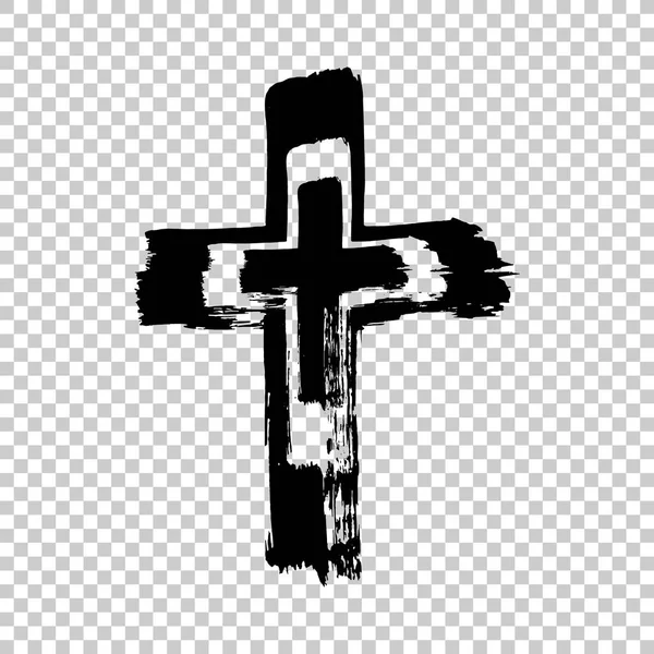 Croix dessinée à la main. Grunge Cross. Croix faite avec coup de pinceau — Image vectorielle