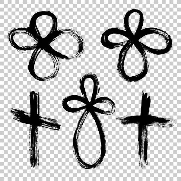 Dibujado a mano cruz. Cruce de Grunge. Cruz hecha con pincelada — Archivo Imágenes Vectoriales