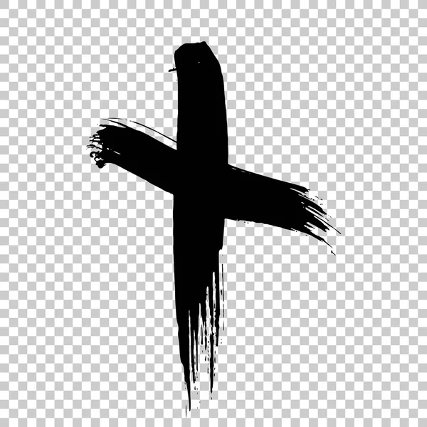 Handgezeichnetes Kreuz. Grunge Cross. Kreuz mit Pinselstrich — Stockvektor