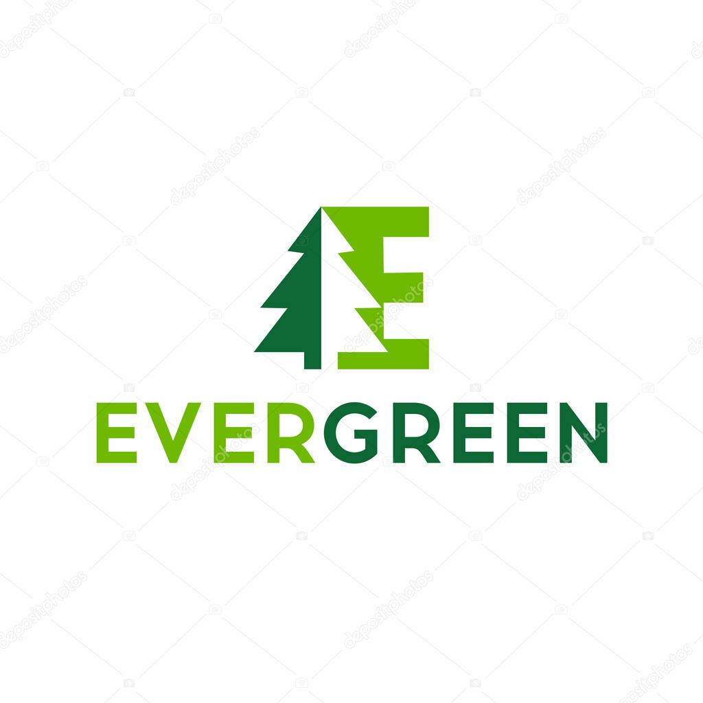 Eco logo, evergreen logo, vector logo template. Woods icon graphic design logo symbol on isolated background