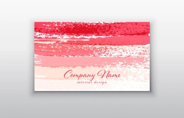 Pink Vector business card templates with brush stroke background. — Stock Vector