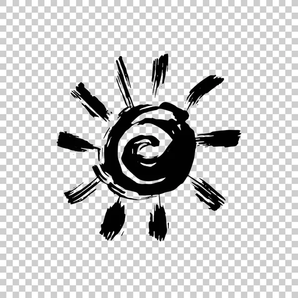 Icono de sol pintado. Elemento de diseño grunge para sitio web de pronóstico del tiempo. Pinceladas textura . — Archivo Imágenes Vectoriales