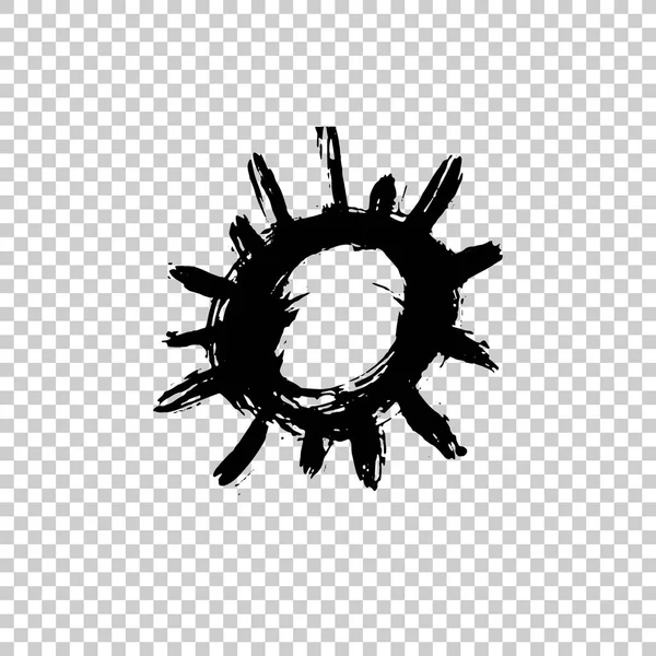 Icono de sol pintado. Elemento de diseño grunge para sitio web de pronóstico del tiempo. Pinceladas textura . — Vector de stock