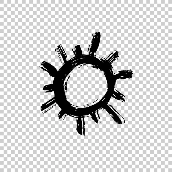 그린된 태양 아이콘입니다. 그런 지 날씨 예측 웹사이트 디자인 요소입니다. 브러시 획 텍스처. — 스톡 벡터