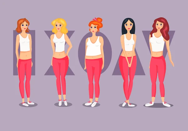 Ensemble de types de forme du corps féminin . — Image vectorielle