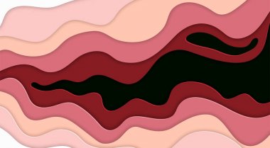 Kağıt sanatı karikatürü soyut dalgalar gerçekçi moda zanaat tarzında. Modern origami tasarım şablonu. Projeleriniz için ilham ya da fikir edinin. Vektör illüstrasyonu.