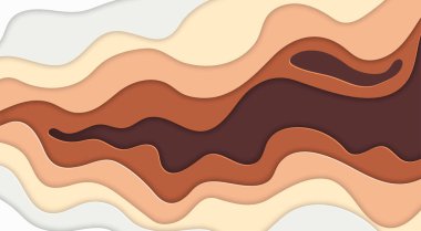 Kağıt sanatı karikatürü soyut dalgalar gerçekçi moda zanaat tarzında. Modern origami tasarım şablonu. Projeleriniz için ilham ya da fikir edinin. Vektör illüstrasyonu.