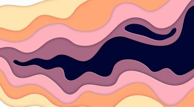 Kağıt sanatı karikatürü soyut dalgalar gerçekçi moda zanaat tarzında. Modern origami tasarım şablonu. Projeleriniz için ilham ya da fikir edinin. Vektör illüstrasyonu.