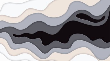 Kağıt sanatı karikatürü soyut dalgalar gerçekçi moda zanaat tarzında. Modern origami tasarım şablonu. Projeleriniz için ilham ya da fikir edinin. Vektör illüstrasyonu.