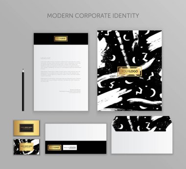 Kurumsal Kimlik iş kümesi. Modern ileti örneği şablon tasarım. İş için belgeler.
