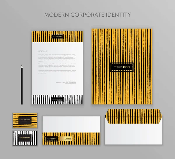 Conjunto Negocio Identidad Corporativa Diseño Moderno Plantillas Papelería Documentación Para — Vector de stock