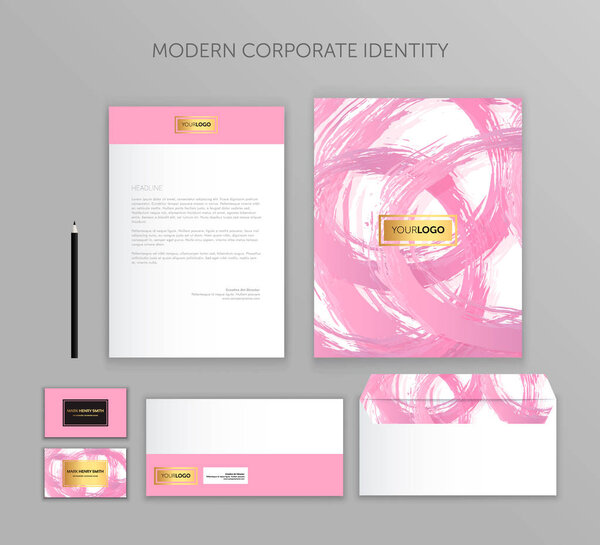 Corporate identity business set. Modern stationery template design. Documentation for business.Set of envelope, card, folder, etc. Vector illustration.Abstract background