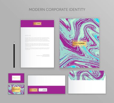 Kurumsal Kimlik iş kümesi. Modern ileti örneği şablon tasarım. İş için belgeler.