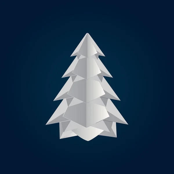 Paper Art Christmas tree. Merry christmas vector design. — Stock Vector