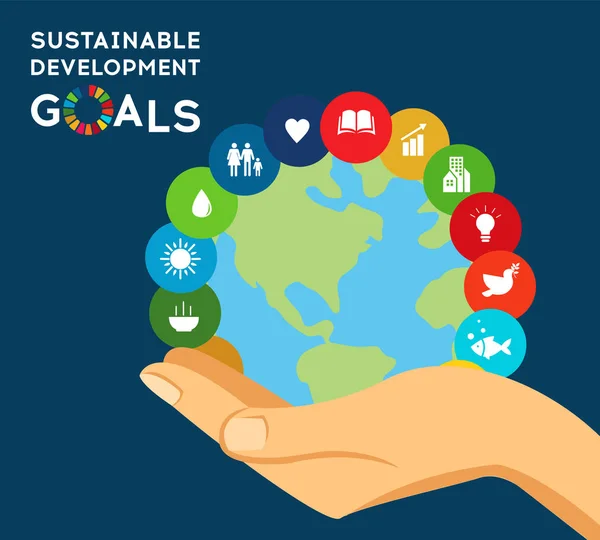 Globalne cele zrównoważonego rozwoju. Odpowiedzialność społeczna przedsiębiorstw. — Wektor stockowy