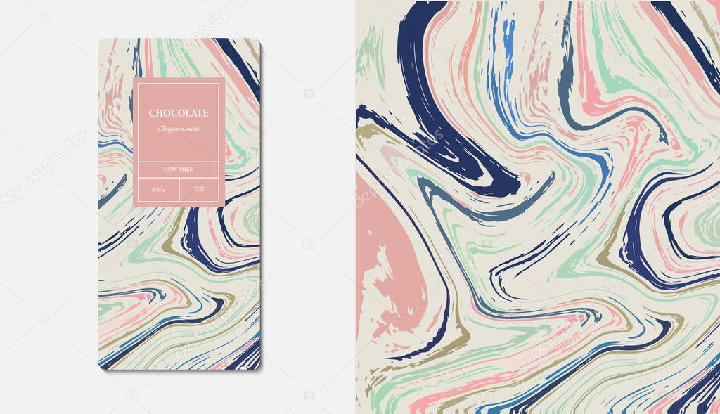 hocolate packaging marble. Marble collection abstract liquid pattern texture. Trendy luxury product branding template with label pattern for packaging. Vector design.