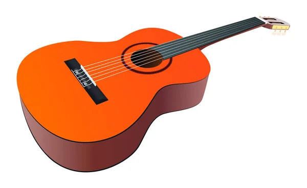 Guitarra clásica acústica aislada sobre fondo blanco. Ilustración vectorial . — Archivo Imágenes Vectoriales