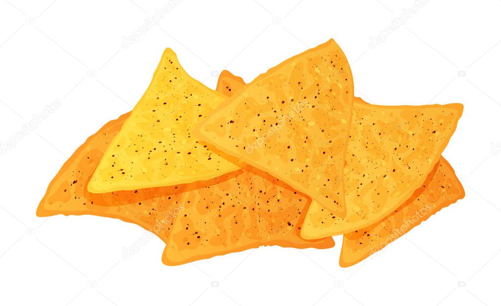 Cute cartoon nachos isolated on a white background. Vector illustration.