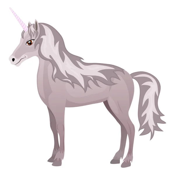 Lindo unicornio de dibujos animados aislado sobre el fondo blanco. Ilustración vectorial . — Vector de stock