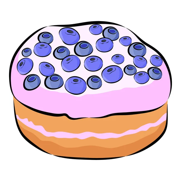 Pastel con arándanos y crema aislados sobre el fondo blanco. Menú o sitios Web con Postres . — Vector de stock