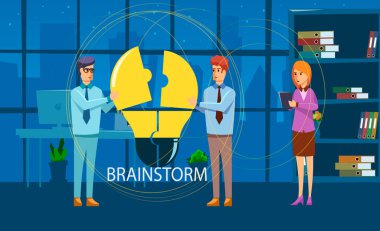 İş konsepti. Takım metaforu. İnsanlar yapboz elemanlarını birbirine bağlıyor. Web İniş Sayfası, Duvar Kağıdı, Arkaplan, Kart, Pankart.