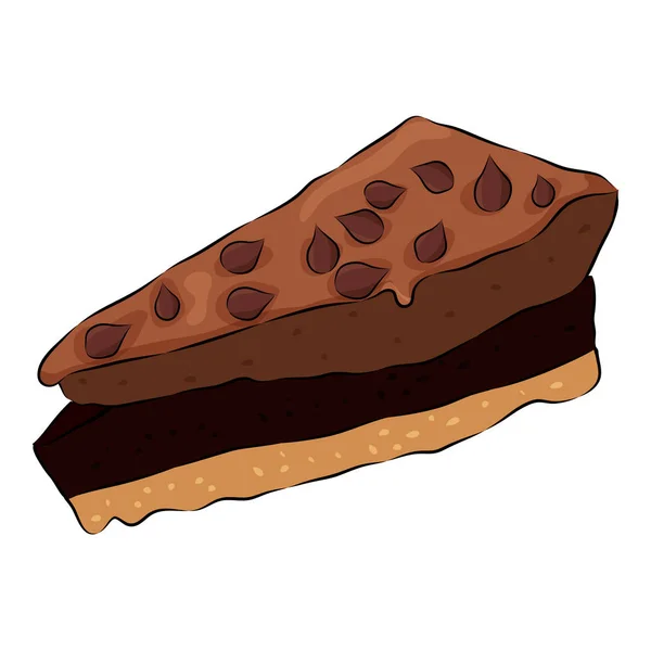 Bolo de chocolate bonito desenhos animados Isolado no fundo branco. Estilo plano. Ilustração vetorial —  Vetores de Stock