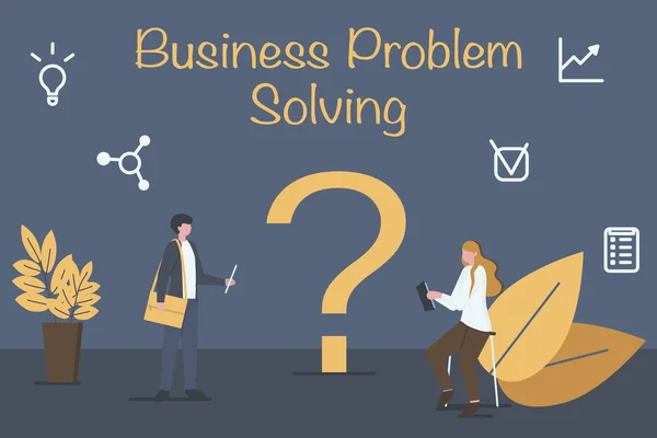 Business problem concept. Business people are discussing and solving business problems. Flat style. Vector illustration — Stock Vector