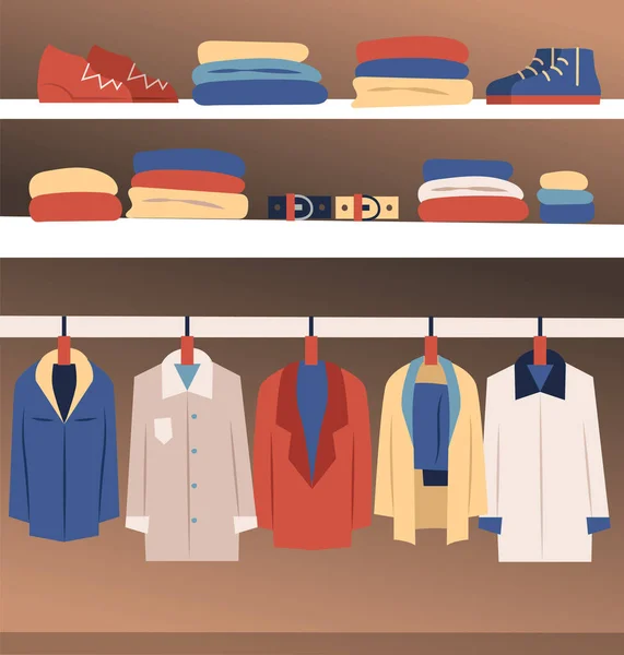 Σύνολο της συλλογής μόδας ανδρική ντουλάπα. Διάφορα ανδρικά ρούχα - Σετ ανδρικά ρούχα και αξεσουάρ εικόνες. Επίπεδο στυλ. Εικονογράφηση διανύσματος — Διανυσματικό Αρχείο