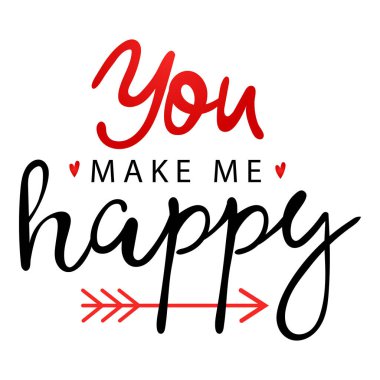 İşaretli şık harf işareti beni mutlu ediyor. Sevgililer Günü kartı. Düz stil. Vektör illüstrasyonu