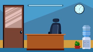 Ofisin içi mobilyalarla dolu. Düz stil. Vektör illüstrasyonu