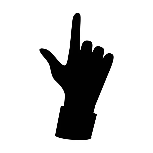 Icono de mano humana silueta aislada en el fondo blanco. Estilo plano. Puño de mano con dedo índice doblado y pulgar. Estilo plano. Ilustración vectorial — Vector de stock