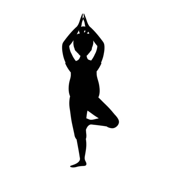 Μαύρη γυναικεία σιλουέτα στο Yoga Pose Isolatd στο Λευκό Φόντο. Επίπεδο στυλ. Εικονογράφηση διανύσματος. — Διανυσματικό Αρχείο