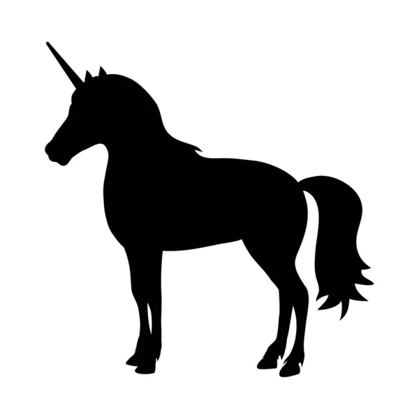 Silueta de caballo mítico unicornio aislado en el fondo blanco. Estilo plano. Ilustración vectorial — Vector de stock